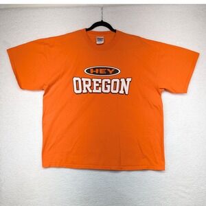 Hey Oregon Graphic T-Shirt Gildan Ultra Cotton Orange XXL Funny Up Yours‎